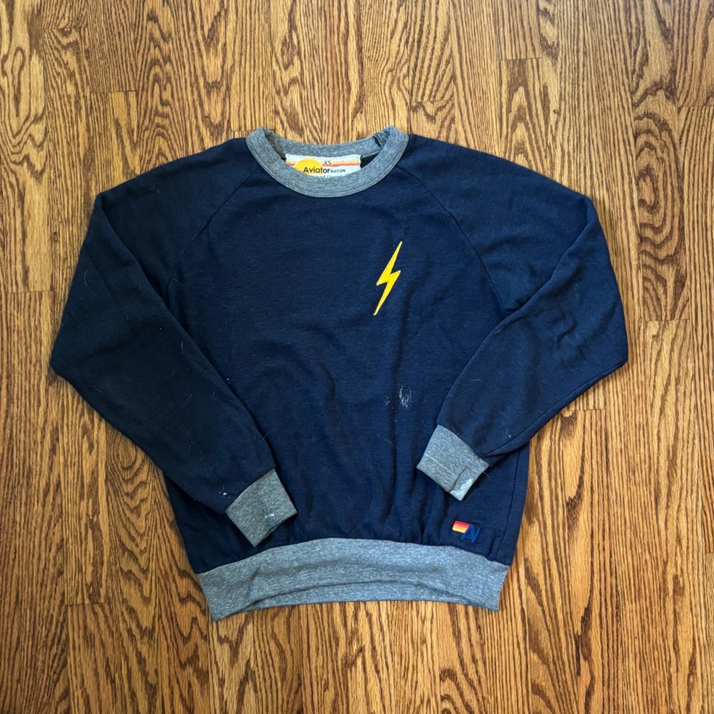 Aviator Nation Blue and Yellow Lightning Bolt Hoodie